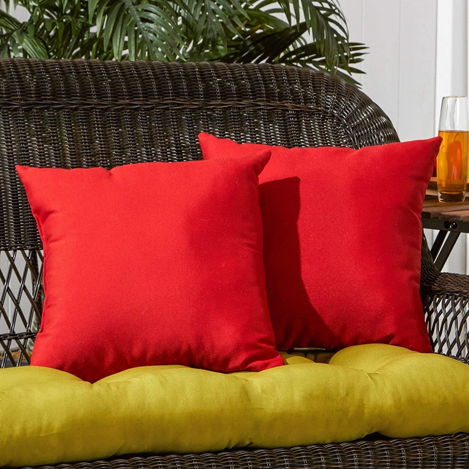 Red Outdoor 17 inch Accent Pillow (Set 2) Solid Modern