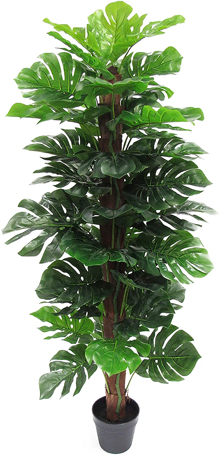 5ft Real Touch Split Leaf Tree Coco Bark Pot 60" H X 28" W Dp Green - Diamond Home USA