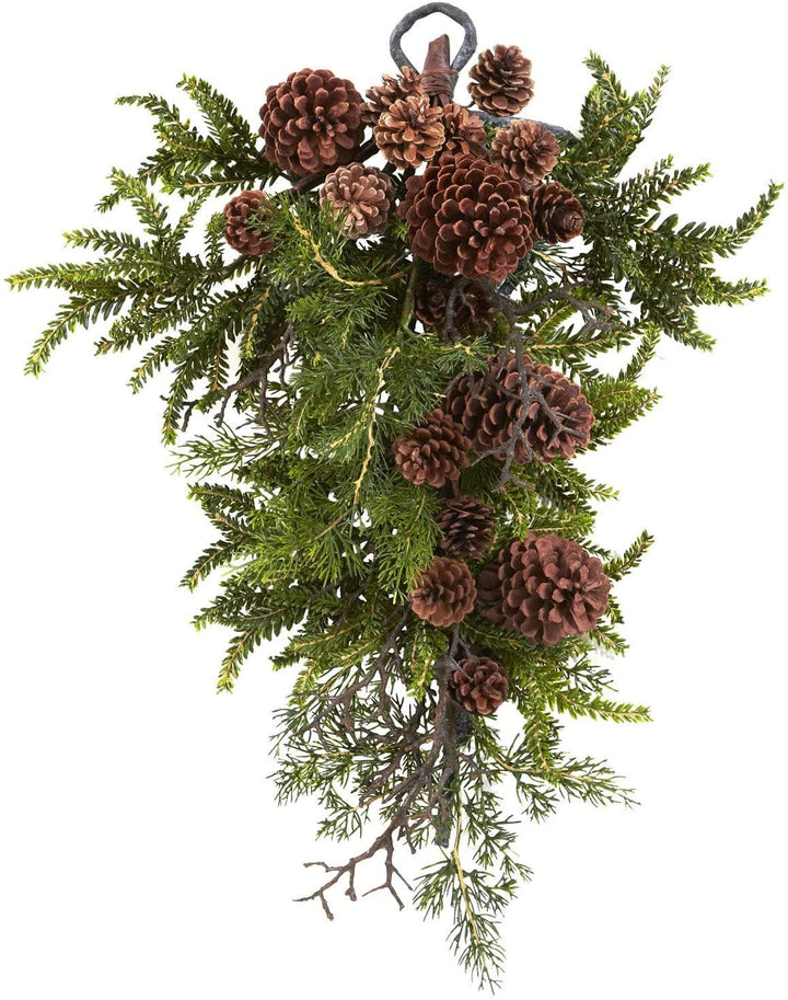 26 inch Pine/Pine Cone Teardrop Wreath Brown Plastic