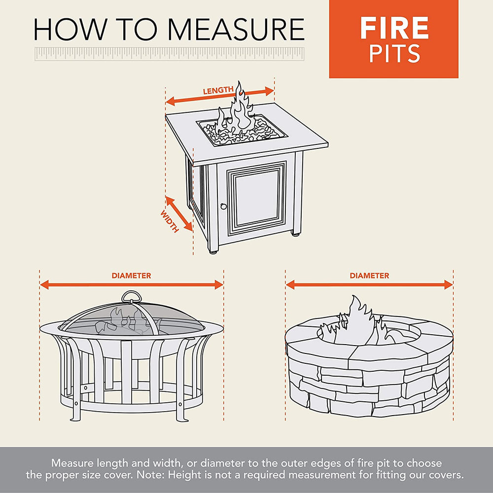 Waterproof Patio Firepit Table Cover (42 W X 42 D 22 H) Gray Model Grey Polyester Blend - Diamond Home USA