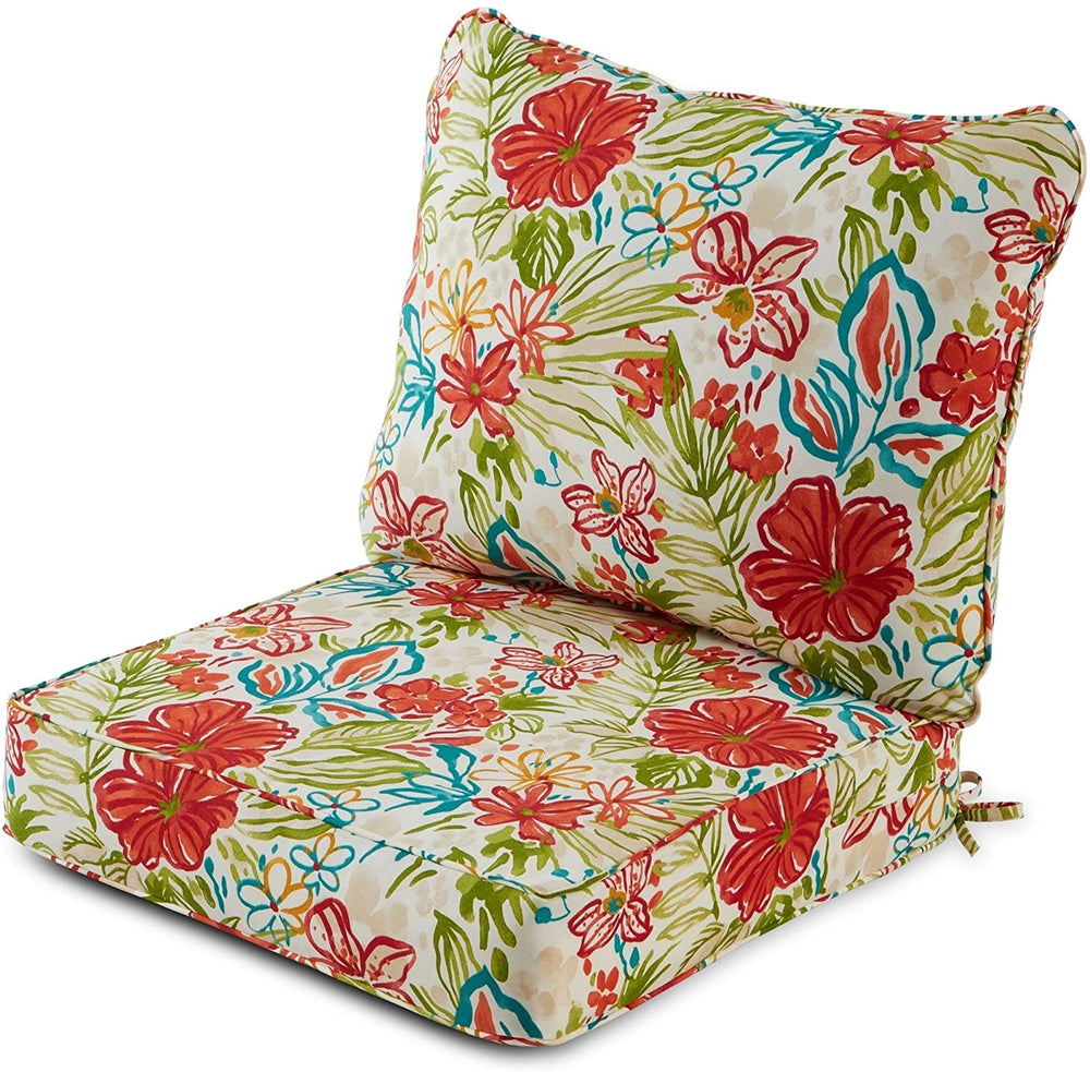 Breeze Floral Outdoor 25 inch X 47 inch Deep Seat Cushion Set Color Casual Transitional Polyester Fade Resistant Water - Diamond Home USA