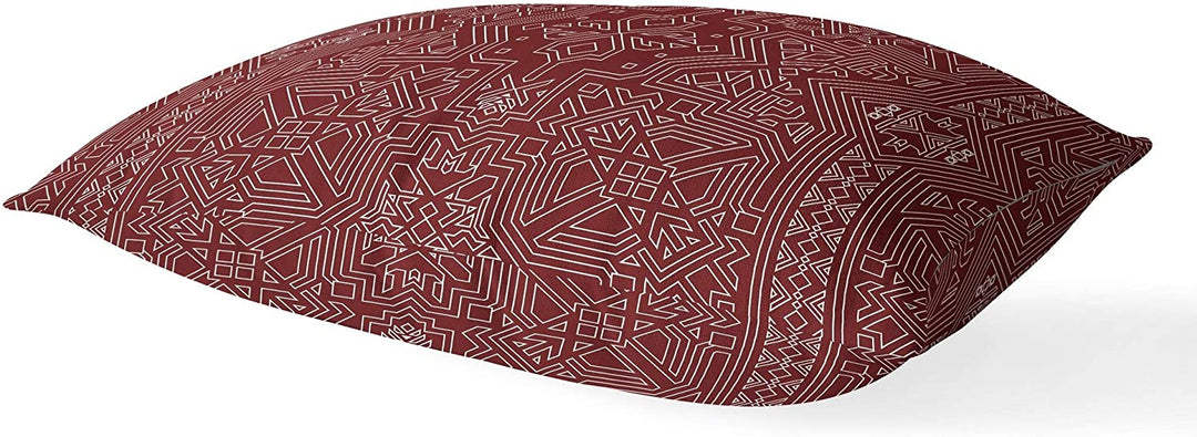 Burgundy Lumbar Pillow Red Geometric Southwestern Polyester Single Removable Cover - Diamond Home USA