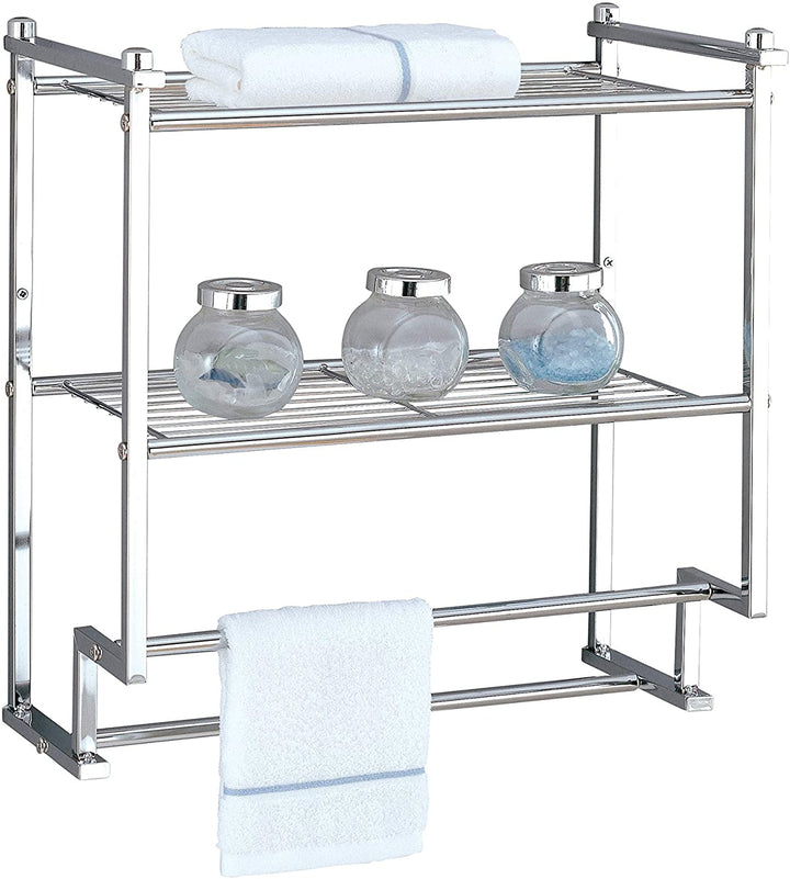 2 Tier Wall Mounted Shelf Towel Rack 17 6x9 6x18 2 Grey