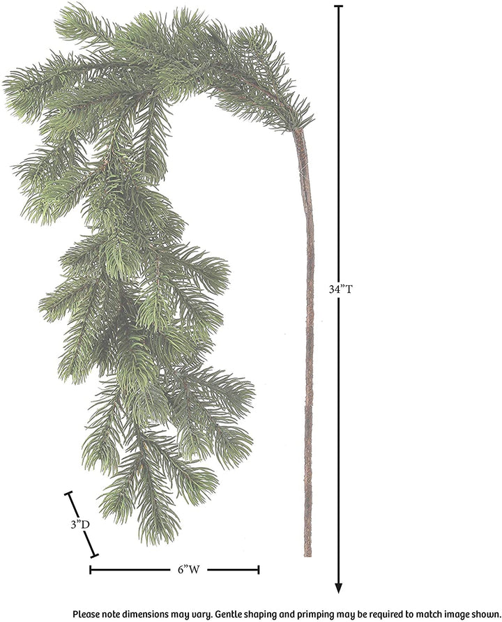 34" Weeping Pine Branch Green Plastic - Diamond Home USA
