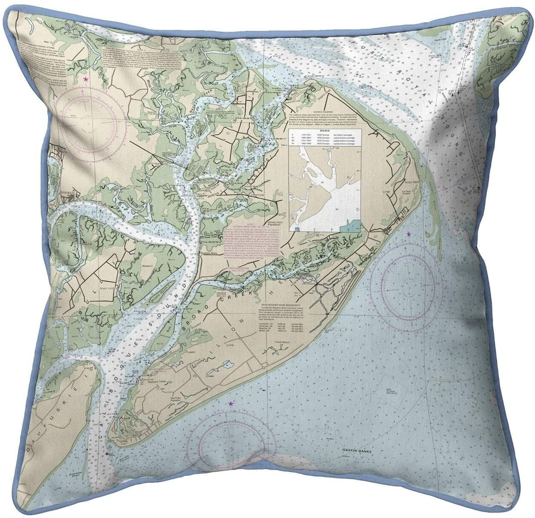Hilton Head Sc Nautical Map Small Corded Indoor/Outdoor