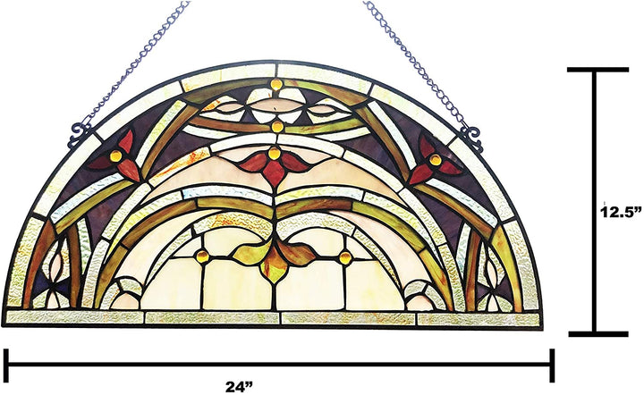 Glass Half Circle Window Panel/suncatcher Color Traditional Semi Circle Victorian Includes Hardware