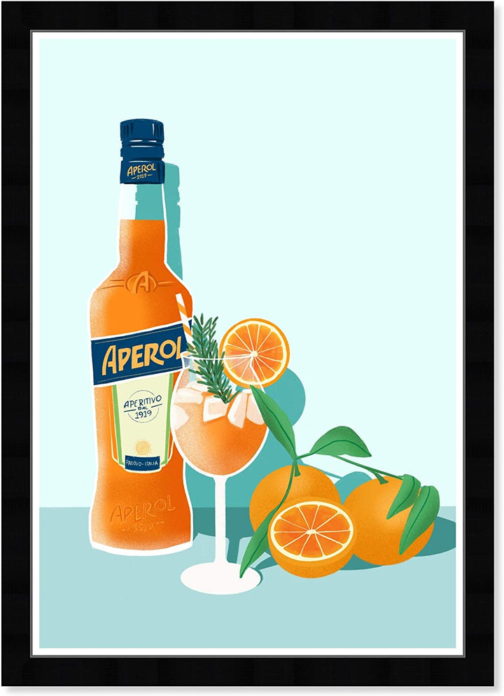 Citric Drink' Drinks Spirits Wall Art Framed Blue Orange Global Rectangle - Diamond Home USA