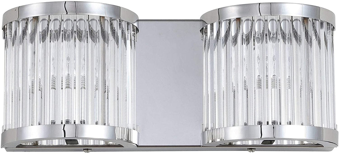 Lighting Two Light Led Wall Sconce Metallic Bohemian Eclectic Glam Glass Wrought Iron Chrome Bulbs Included - Diamond Home USA