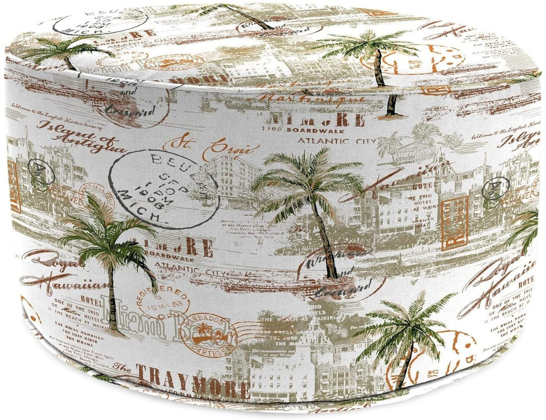 24" Round Pouf Getaway 24x24x13 5 Color Tropical Beach