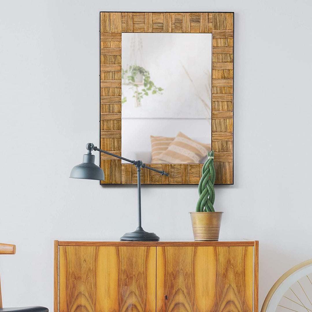 Wood Metal Wall Mirror (35" X 26") Brown Includes Hardware - Diamond Home USA