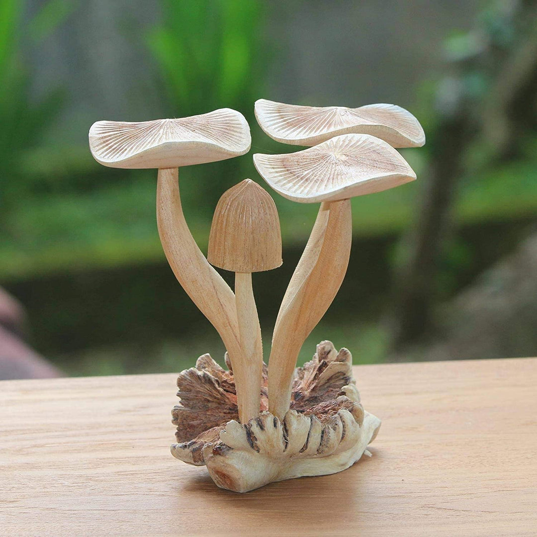 Handmade Mushroom Wood Sculpture (Indonesia) Brown - Diamond Home USA