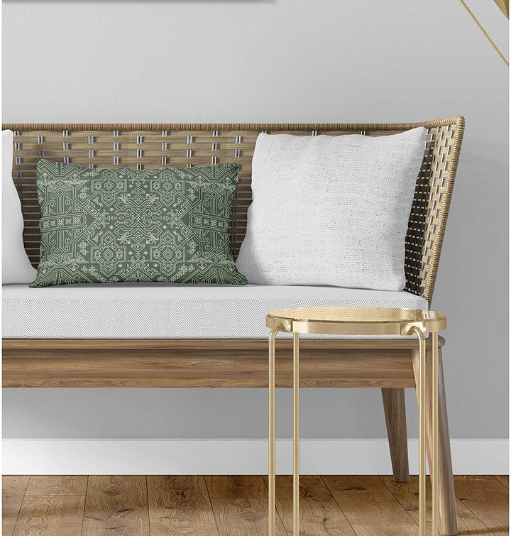 Sage Lumbar Pillow Green Geometric Southwestern Polyester Single Removable Cover - Diamond Home USA