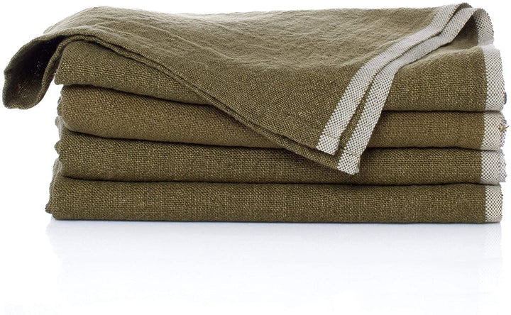 Chunky Linen Forest Green Napkins 20x20 Set 4 Classic Square - Diamond Home USA