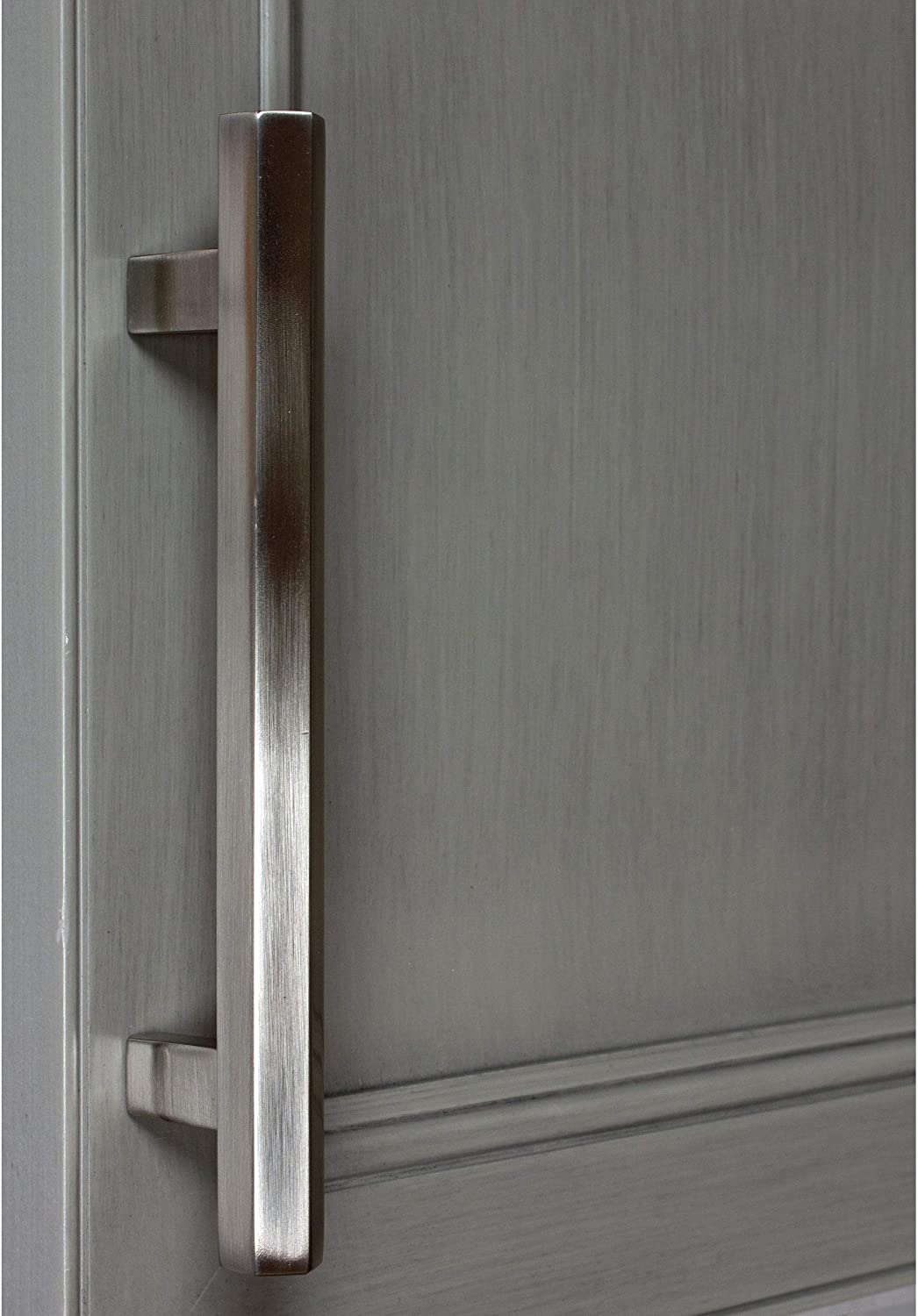 5 inch Center Satin Nickel Solid Hexagon Bar Pulls (10 Pack) Modern Contemporary Zinc Finish