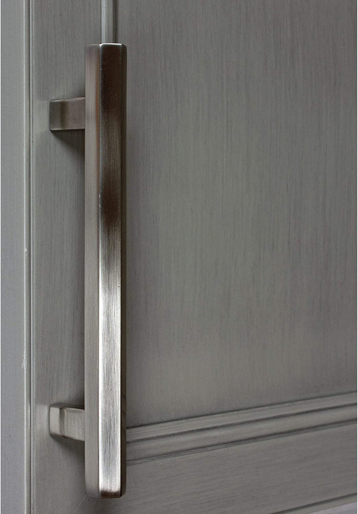 5 inch Center Satin Nickel Solid Hexagon Bar Pulls (10 Pack) Modern Contemporary Zinc Finish