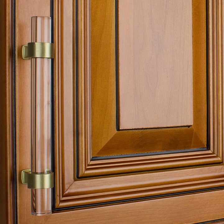 5 Pack 3 3/4 Center Clear Acrylic Satin Gold Pulls Modern Contemporary Finish