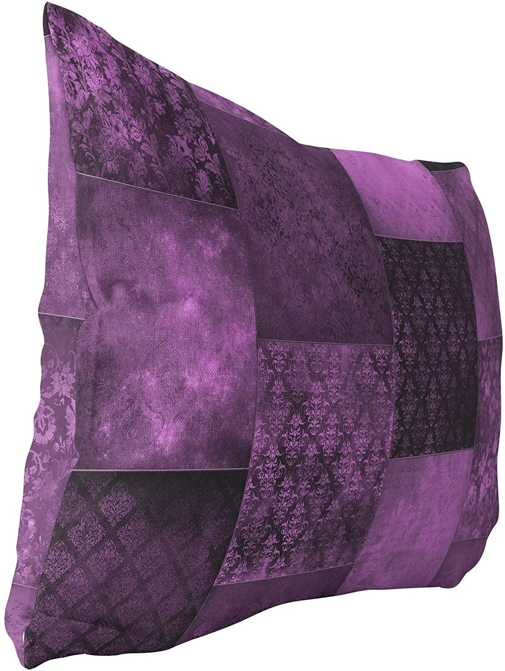 MISC Bohemian Patchwork Eggplant Indoor|Outdoor Lumbar Pillow by Designs 20x14 Purple Patchwork Bohemian Eclectic Polyester Removable Cover