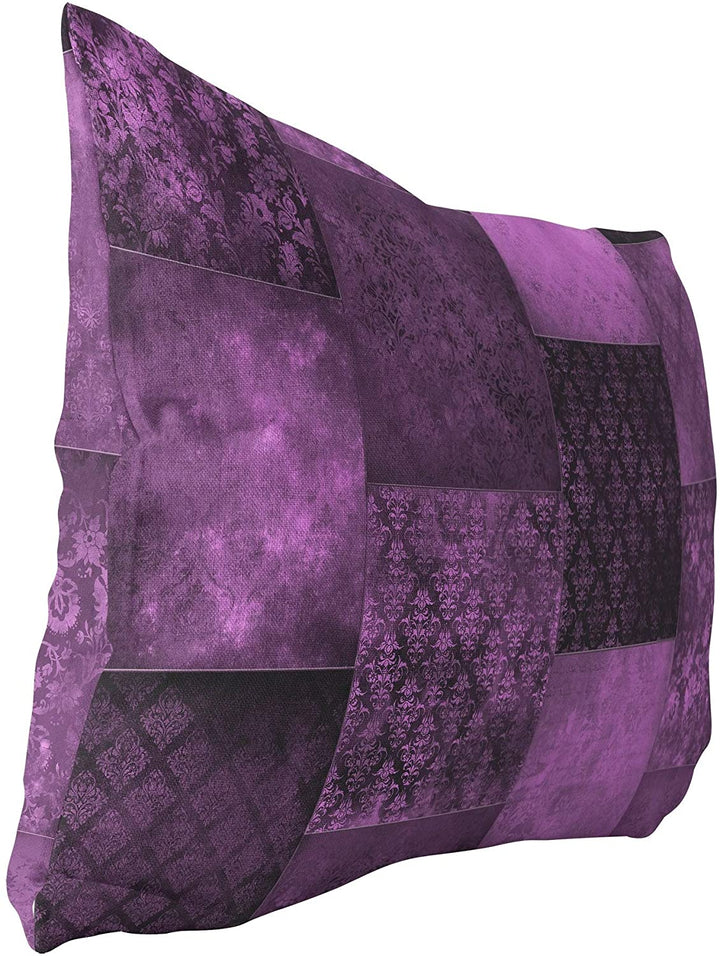 MISC Bohemian Patchwork Eggplant Indoor|Outdoor Lumbar Pillow by Designs 20x14 Purple Patchwork Bohemian Eclectic Polyester Removable Cover