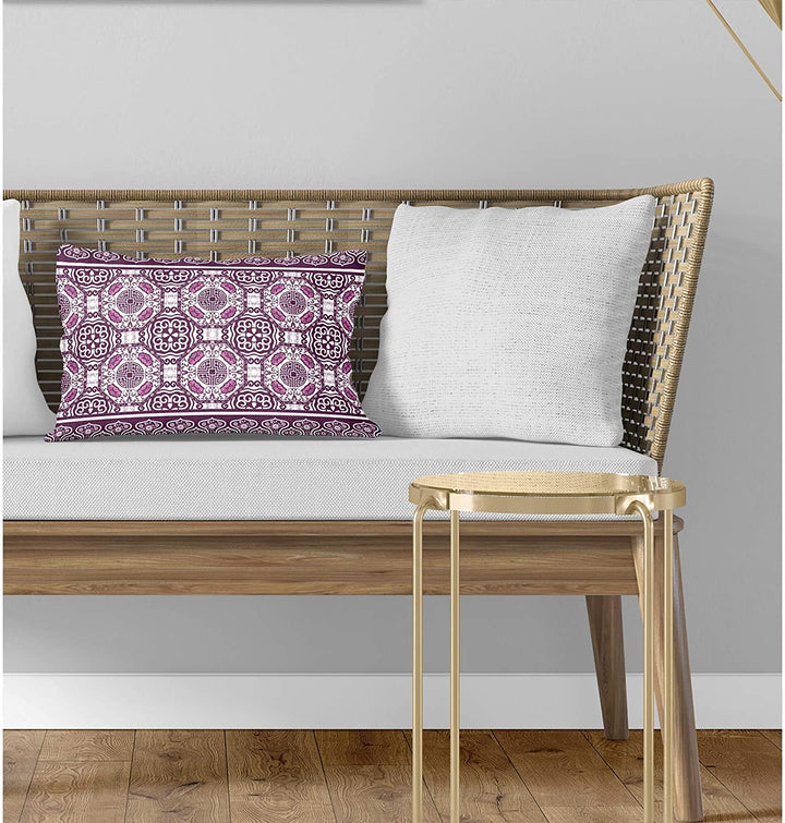Plum Lumbar Pillow Purple Geometric Global Polyester Single Removable Cover - Diamond Home USA
