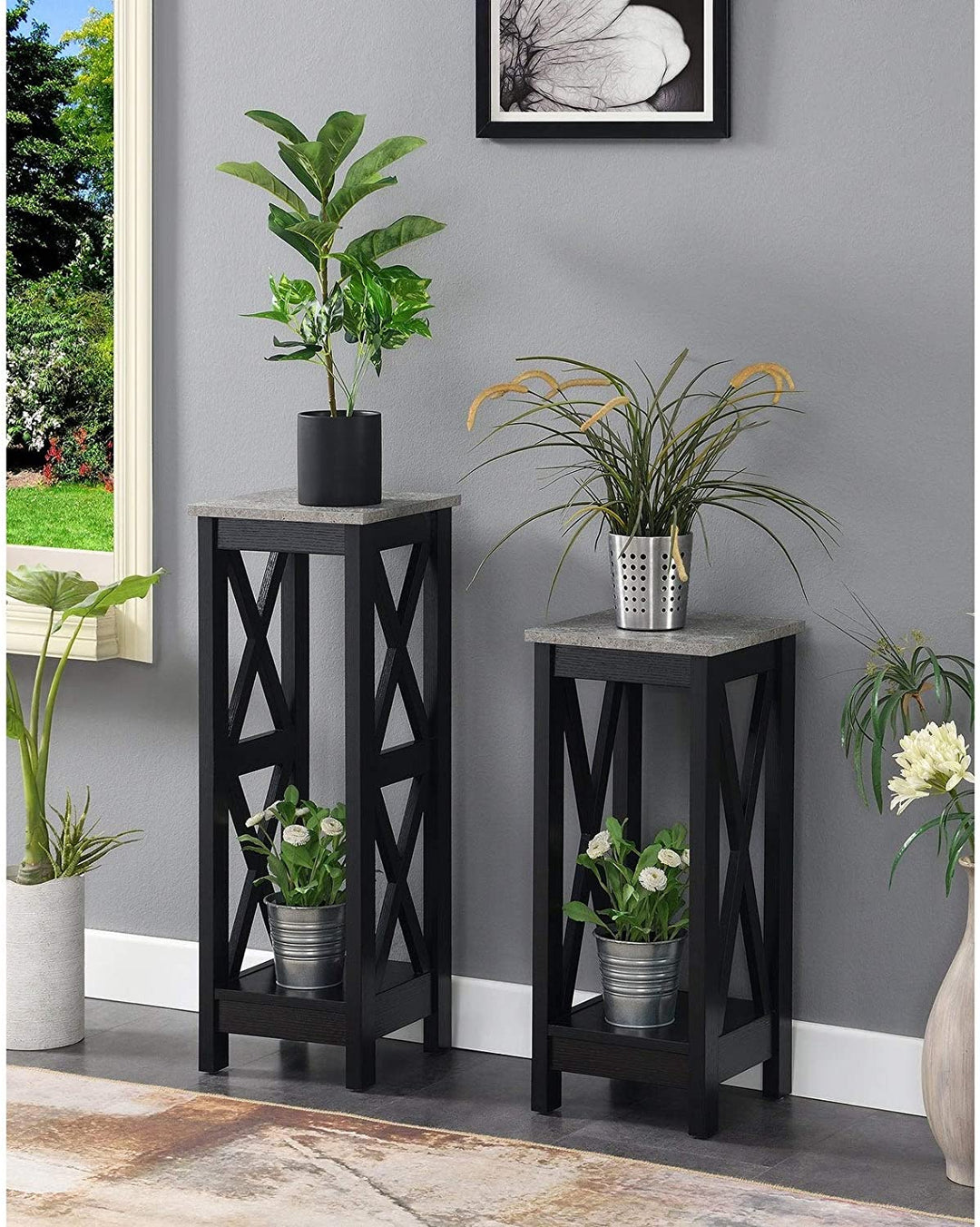 Tall Plant Stand Color Modern Contemporary Rectangular MDF - Diamond Home USA