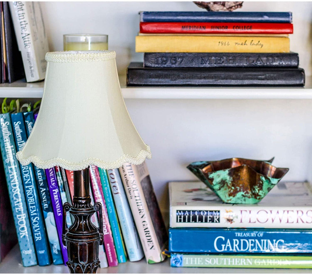 Cloth Wire Slant Scallop Bell Softback Lampshade Bulb Clip Egg Cream Modern Contemporary - Diamond Home USA