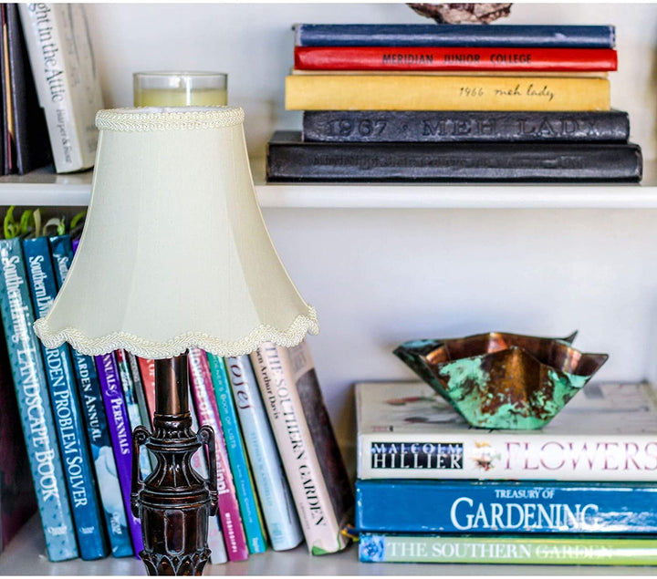 Cloth Wire Slant Scallop Bell Softback Lampshade Bulb Clip Egg Cream Modern Contemporary - Diamond Home USA