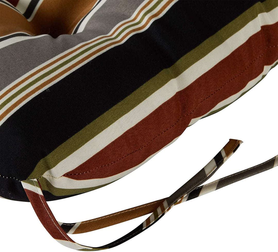 Brick Stripe 20 inch Outdoor Dining Seat Cushion (Set 2) Brown Grey Striped Casual Transitional Polyester Fade Resistant Water - Diamond Home USA