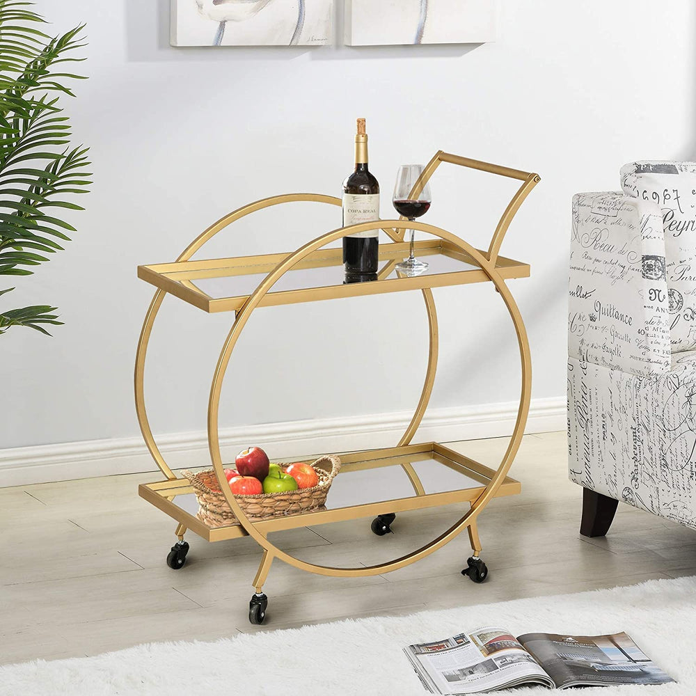 Gold Bar Cart American Crafted Metal 28 X 14 32 Yellow Modern Contemporary - Diamond Home USA