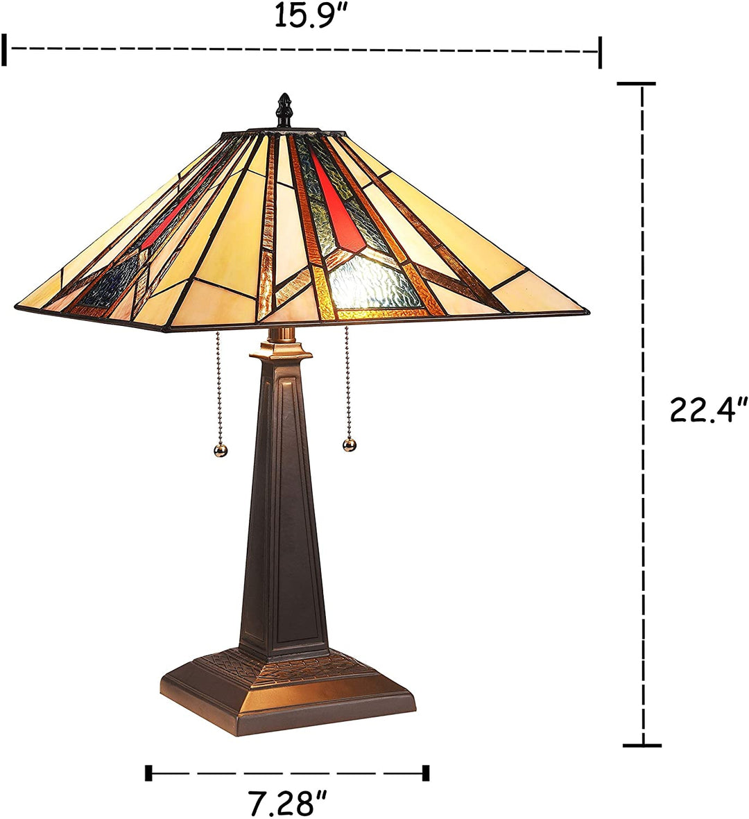 Tiffany Mission Design 2 Light Blackish Bronze Table Lamp Color Dimmable - Diamond Home USA
