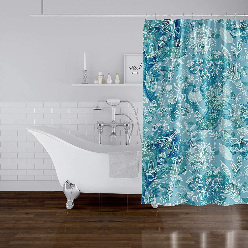 MISC Shower Curtain by 71x74 Blue Floral Cottage Polyester