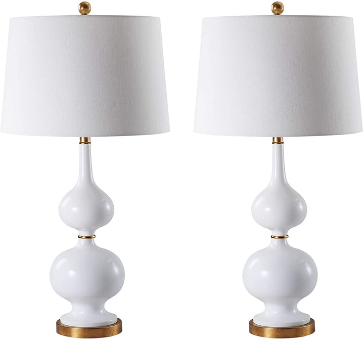 31 inch White/Gold Led Table Lamp (Set 2) White Glam Modern Contemporary Transitional Bulbs Included - Diamond Home USA
