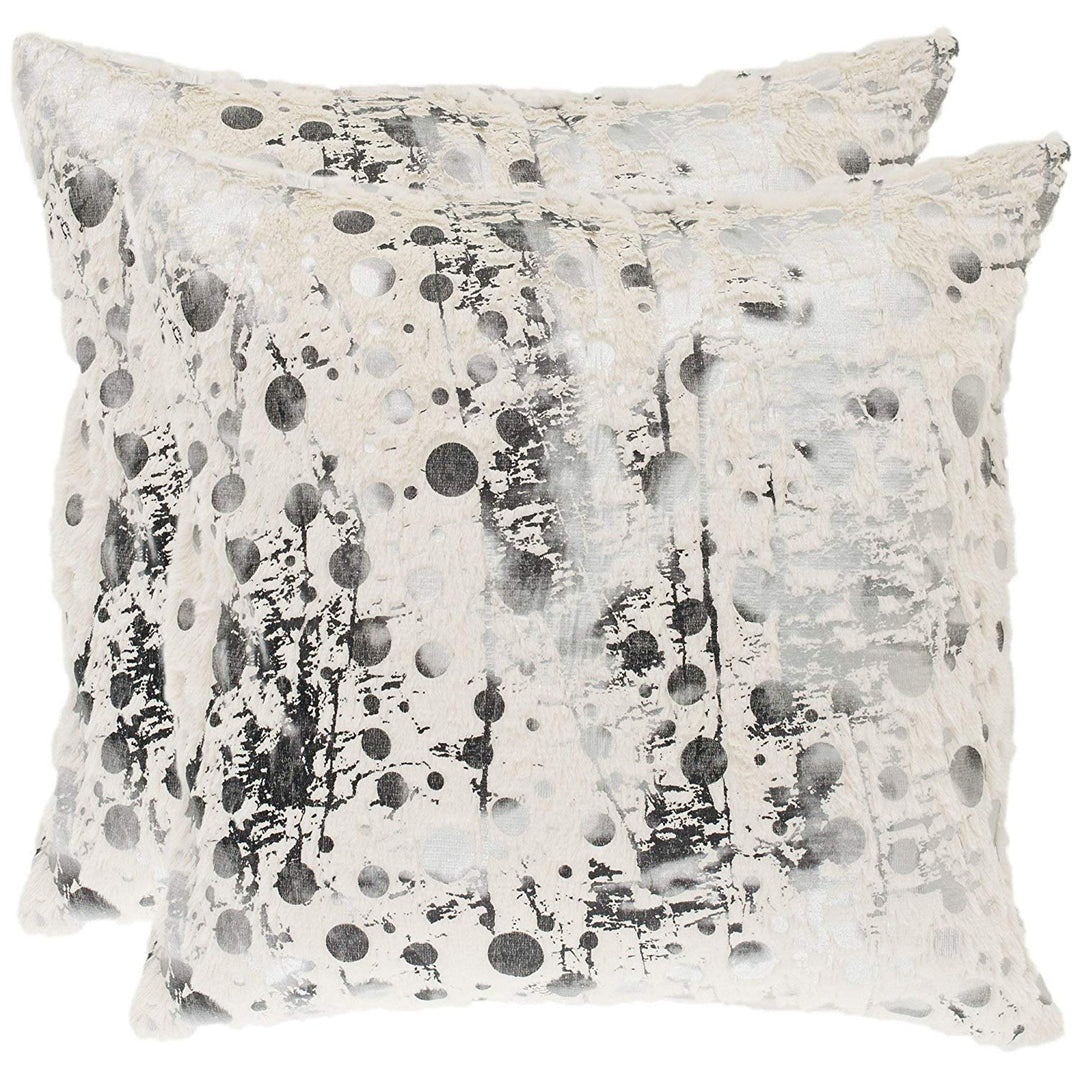 20x20 Contemporary Grey White Throw Pillow Set Square Silver
