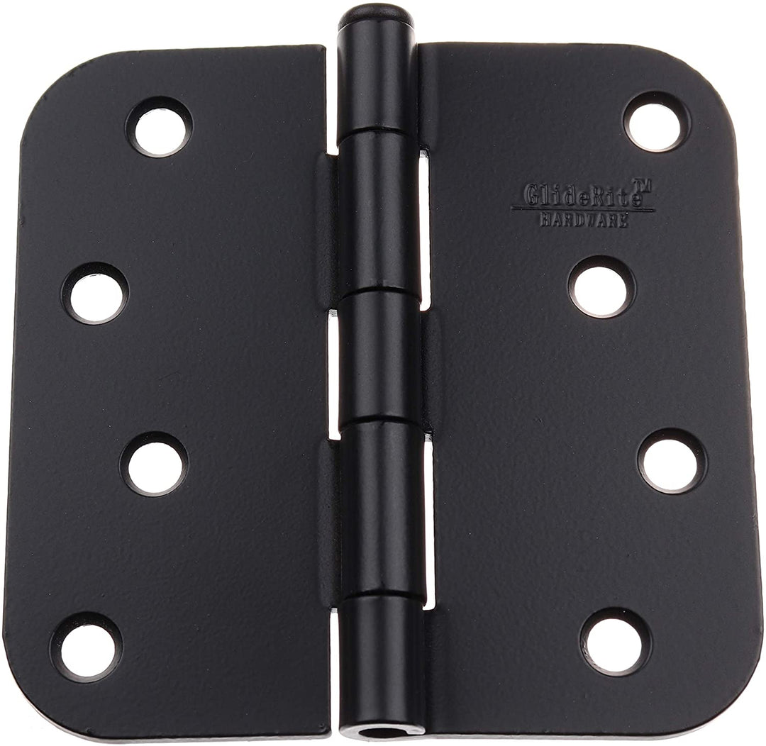 4" x 5/8" Radius Matte Black Door Hinges (Pack 12)