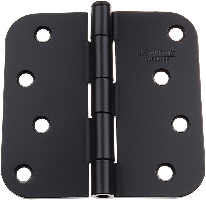 4" x 5/8" Radius Matte Black Door Hinges (Pack 12)