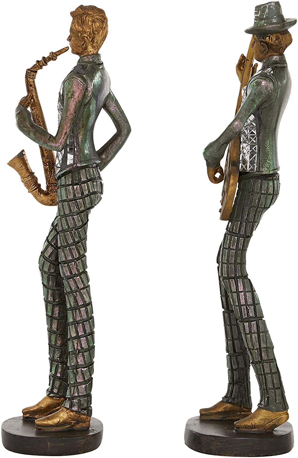 Colored Resin Jazz Musician Sculptures Set 2 6 X 3 12 Color - Diamond Home USA