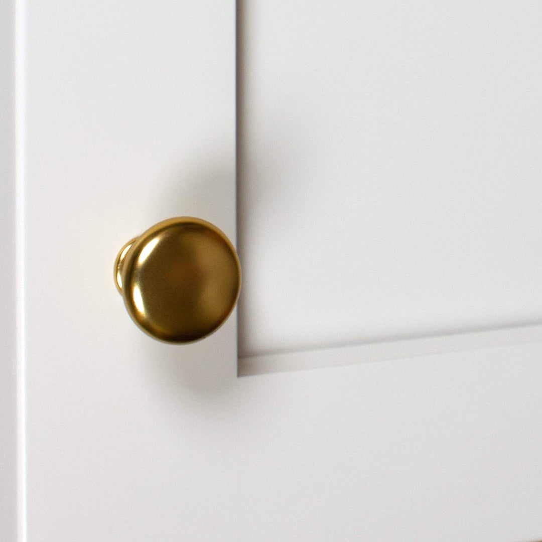 5 Pack 1 1/8 Gold Round Cabinet Knobs Brass Traditional Zinc Finish - Diamond Home USA