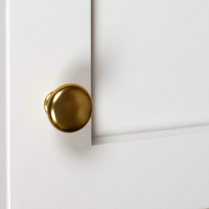 5 Pack 1 1/8 Gold Round Cabinet Knobs Brass Traditional Zinc Finish - Diamond Home USA
