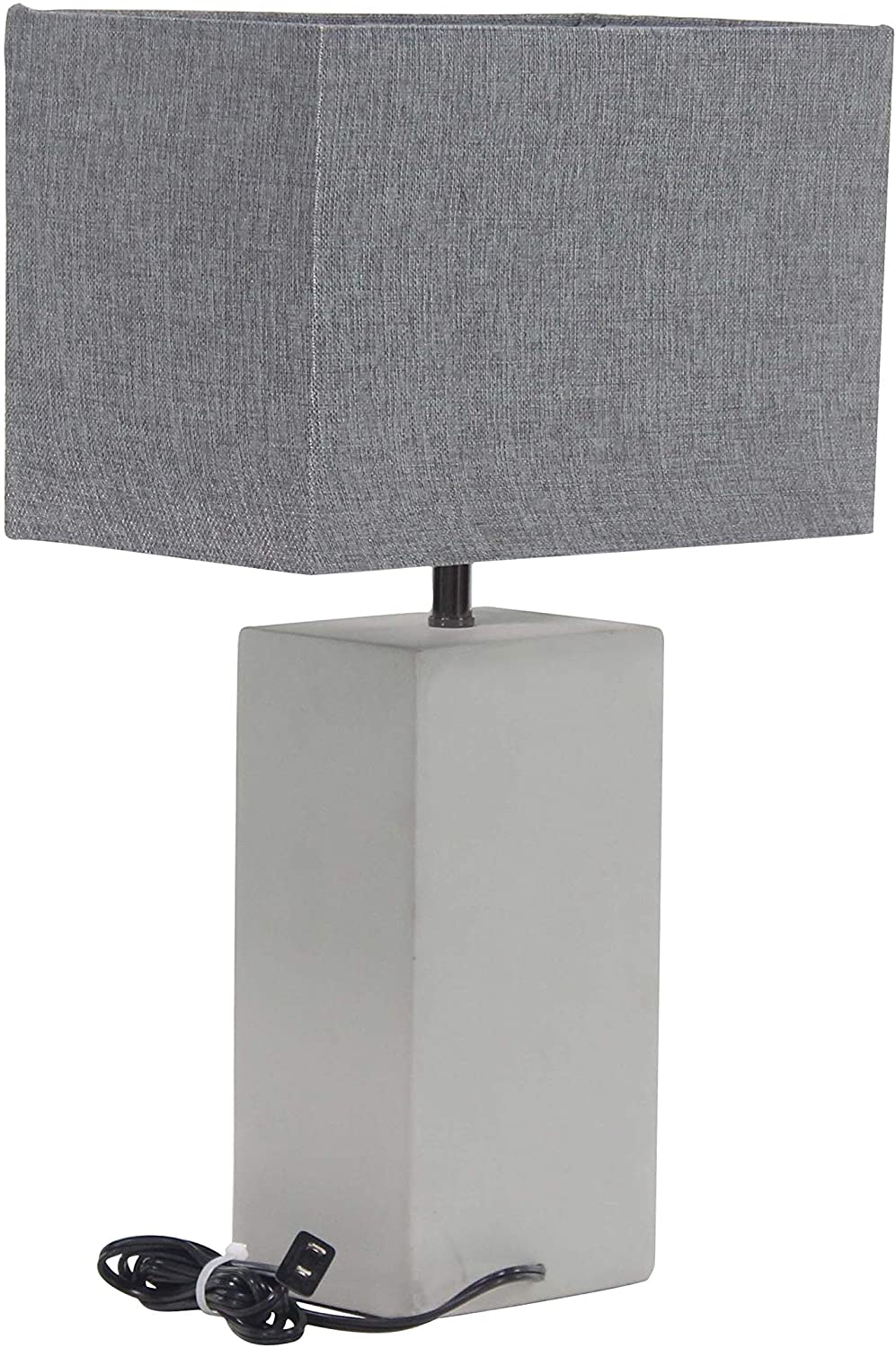 Modern Concrete Iron Rectangular Gray Table Lamp Grey Contemporary - Diamond Home USA