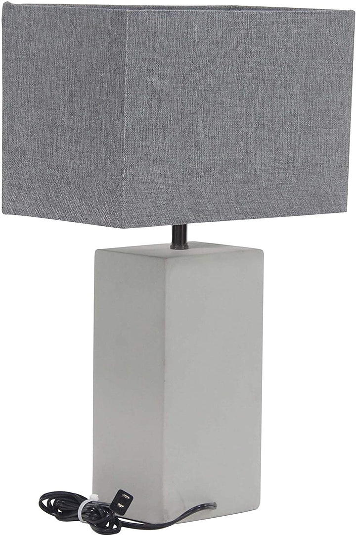 Modern Concrete Iron Rectangular Gray Table Lamp Grey Contemporary - Diamond Home USA