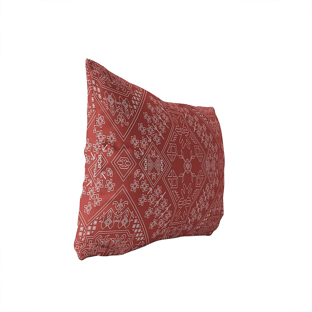 Terracotta Lumbar Pillow Orange Geometric Southwestern Polyester Single Removable Cover - Diamond Home USA