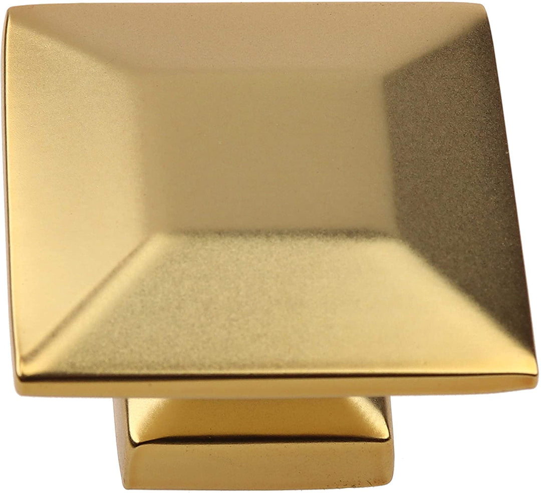 25 Pack 1 3/8 Gold Square Cabinet Knobs Brass Traditional