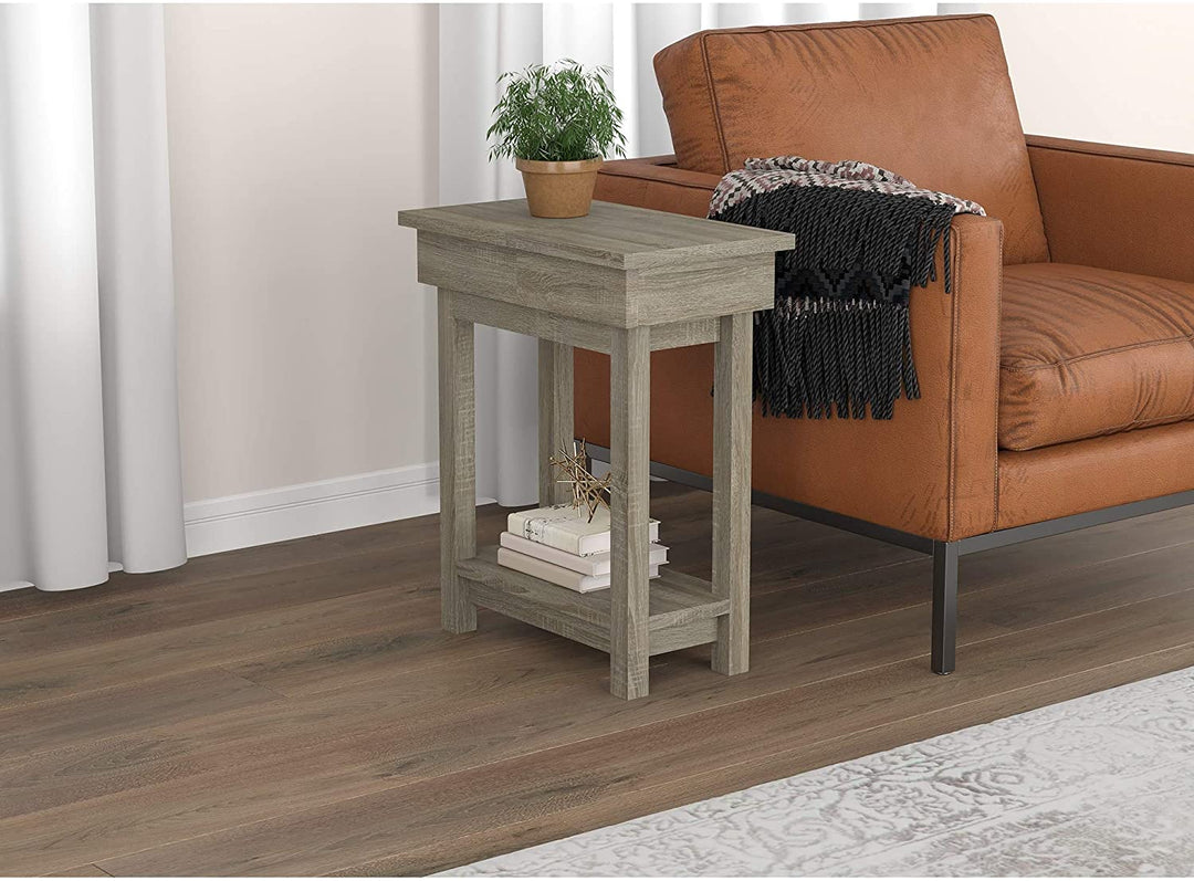 Accent Table 20l Dark Taupe Open Top Drawer 20" X 11 4"