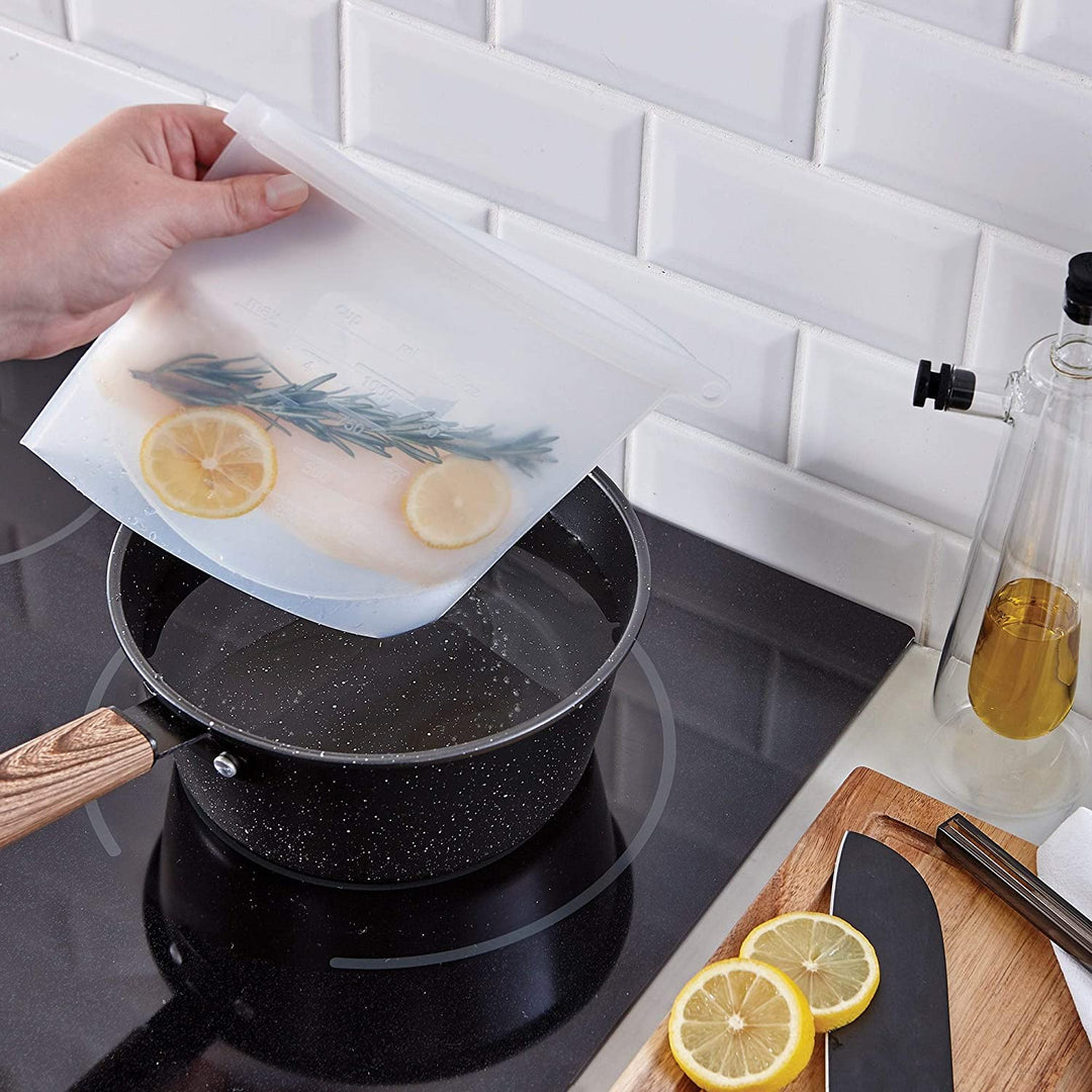 4pk Bag Silicone 1l 7 5" X 8" 3" Clear Plastic 4 Piece - Diamond Home USA