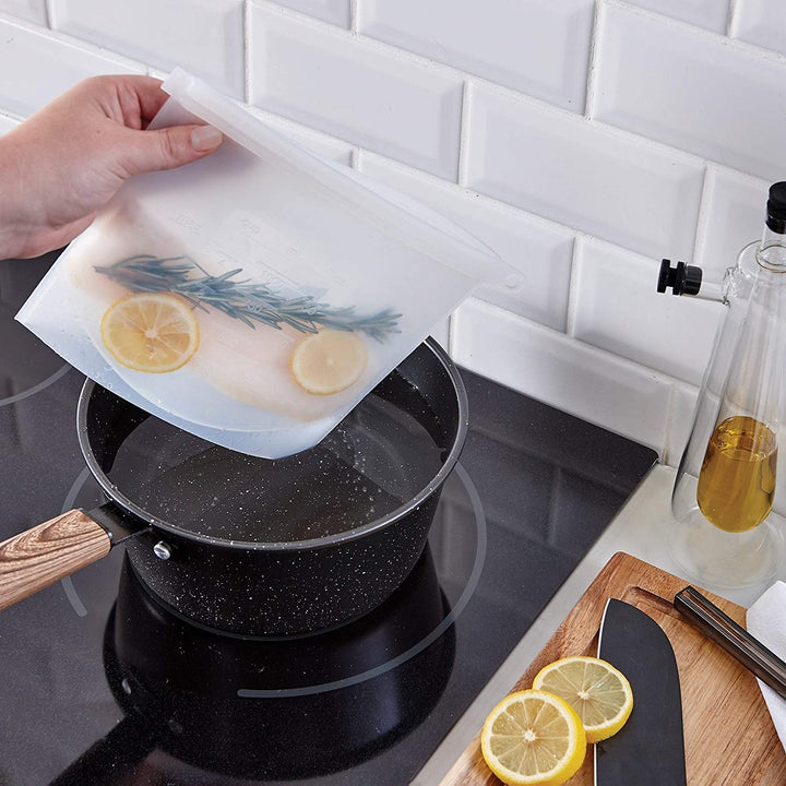 4pk Bag Silicone 1l 7 5" X 8" 3" Clear Plastic 4 Piece - Diamond Home USA