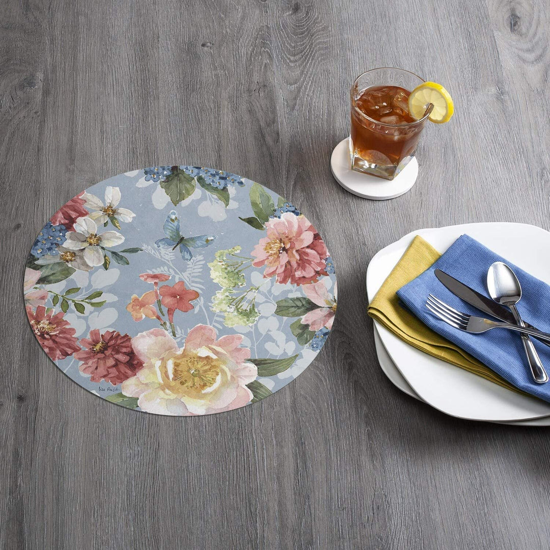 Wipe Clean Round Shaped Placemats Set 4 Color Plastic - Diamond Home USA