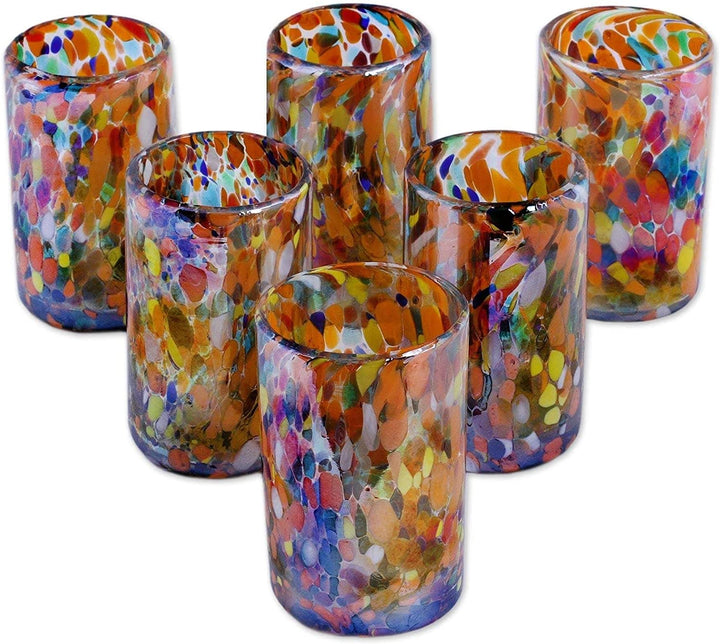 Handmade Hand Blown Multicolor Glasses Carnival Tumblers Set