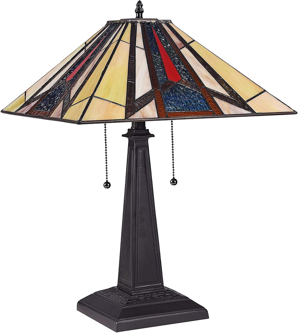 Tiffany Mission Design 2 Light Blackish Bronze Table Lamp Color Dimmable - Diamond Home USA