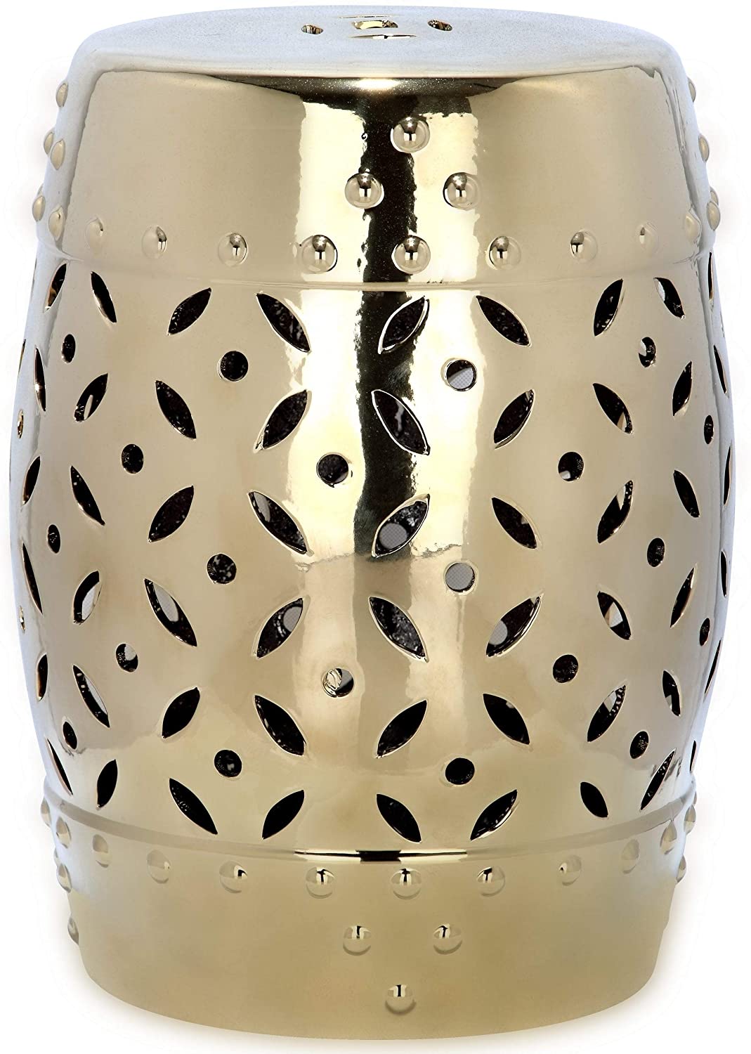 Paradise Gold Ceramic Decorative Garden Stool Modern Contemporary Transitional Finish Handmade - Diamond Home USA