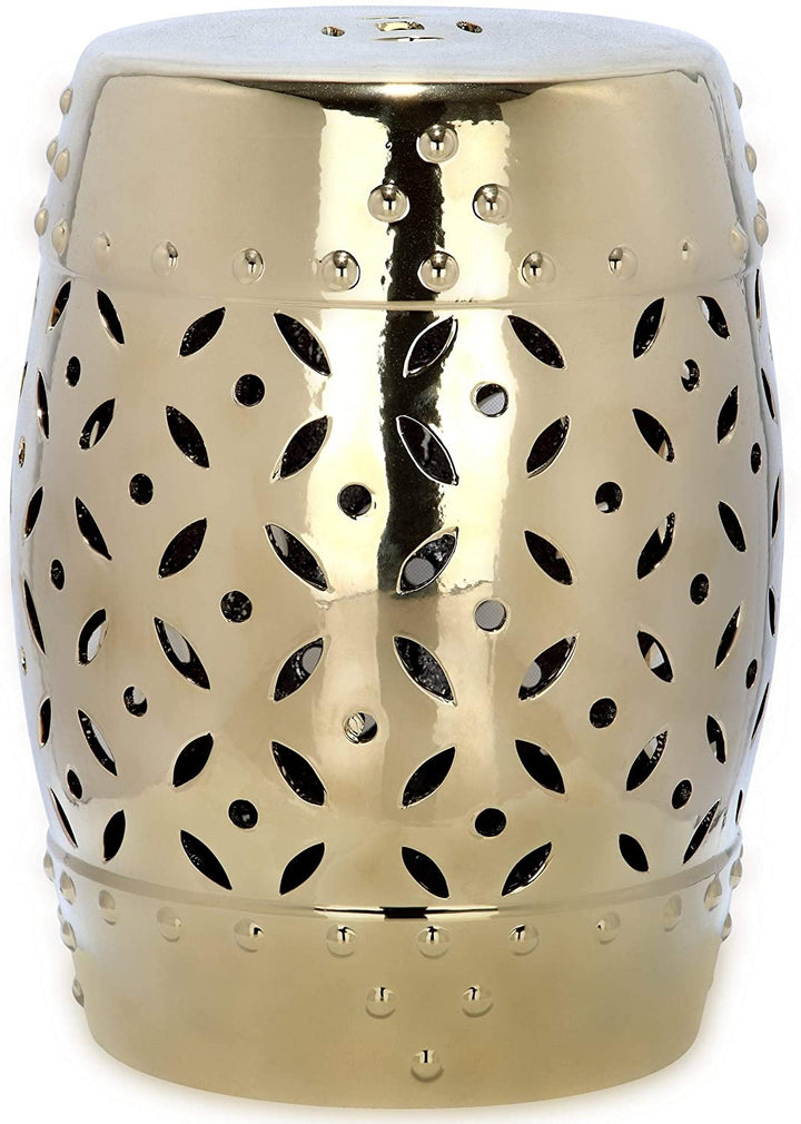 Paradise Gold Ceramic Decorative Garden Stool Modern Contemporary Transitional Finish Handmade - Diamond Home USA