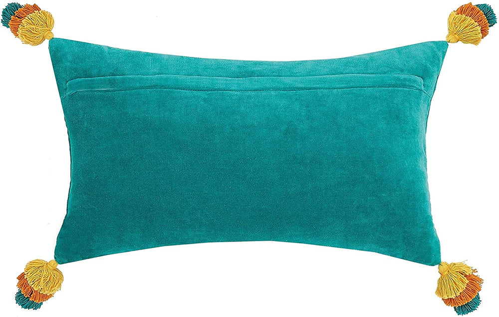 Hello Tassels Embroidered Pillow Color Motif Modern Contemporary Cotton Single Removable Cover